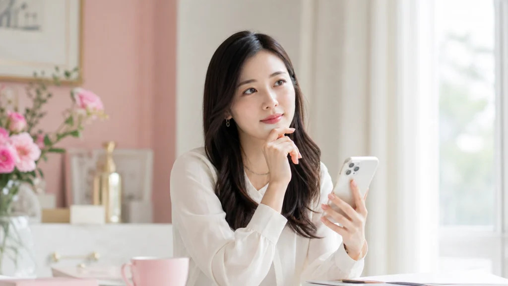 女性がスマートフォンを見て自分ごととして共感している様子