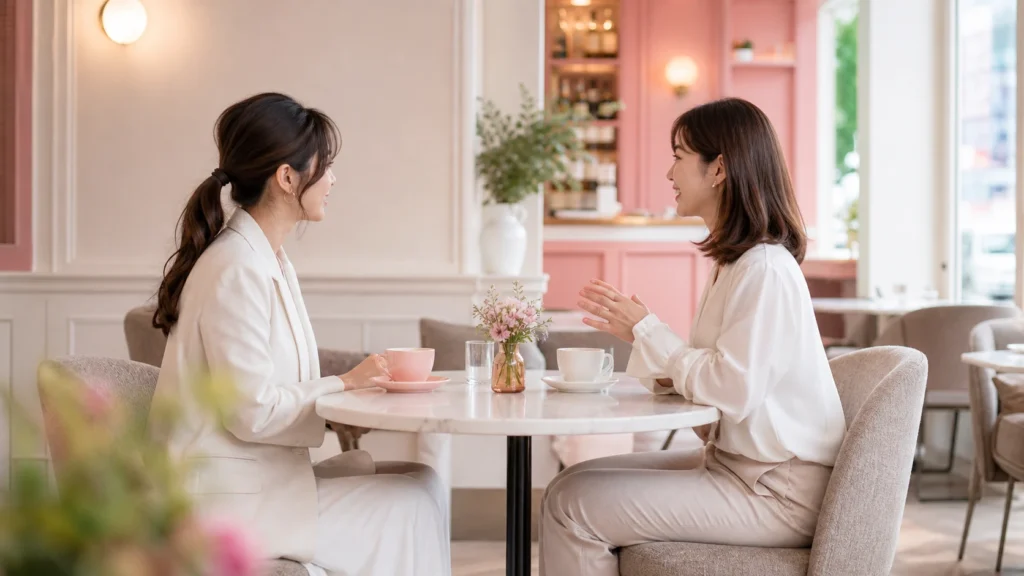 女性起業家が身近な人と対話しながら価値を届けている様子